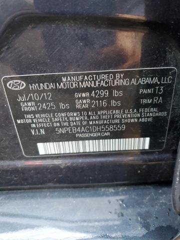 Photo 9 VIN: 5NPEB4AC1DH558559 - HYUNDAI SONATA GLS 