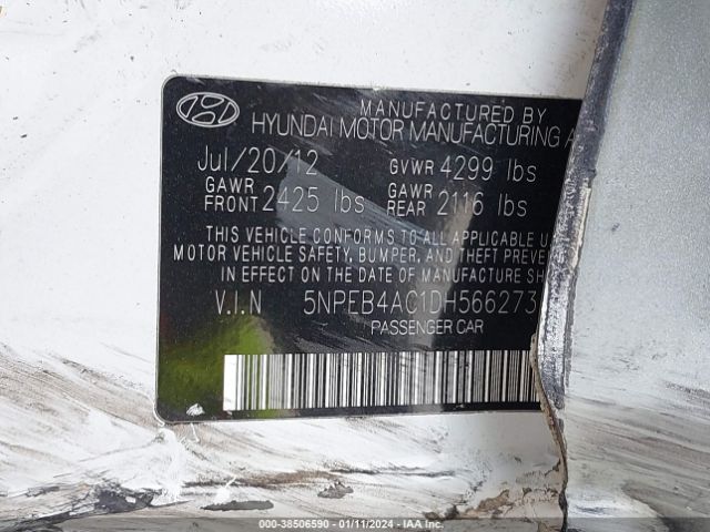 Photo 8 VIN: 5NPEB4AC1DH566273 - HYUNDAI SONATA 