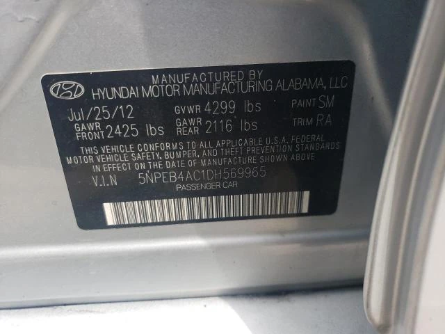 Photo 11 VIN: 5NPEB4AC1DH569965 - HYUNDAI SONATA GLS 