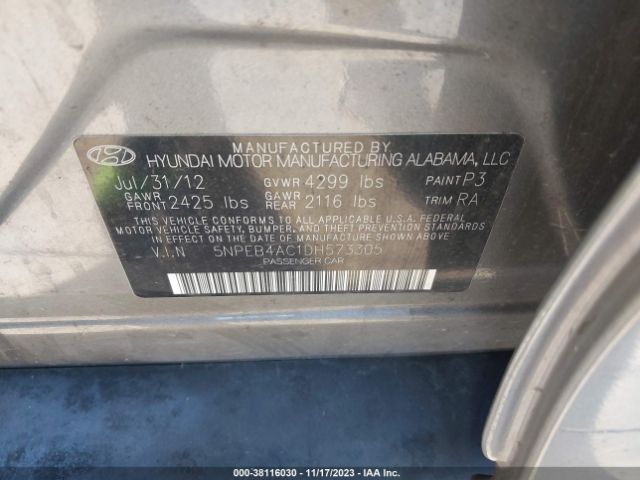 Photo 8 VIN: 5NPEB4AC1DH573305 - HYUNDAI SONATA 