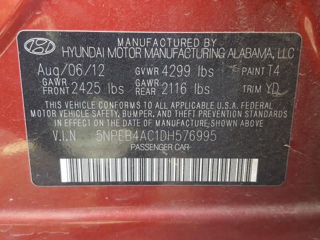 Photo 9 VIN: 5NPEB4AC1DH576995 - HYUNDAI SONATA GLS 