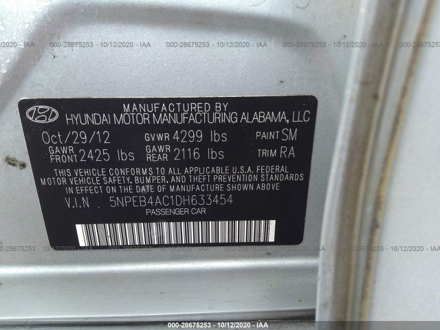 Photo 8 VIN: 5NPEB4AC1DH633454 - HYUNDAI SONATA 