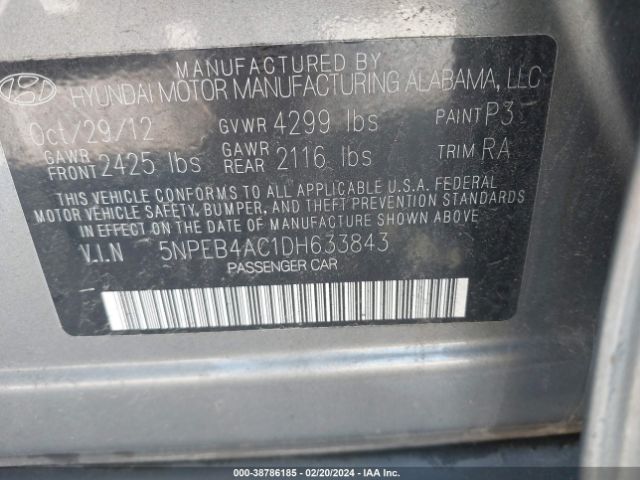 Photo 8 VIN: 5NPEB4AC1DH633843 - HYUNDAI SONATA 