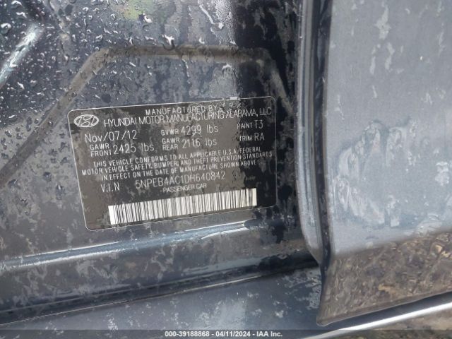 Photo 8 VIN: 5NPEB4AC1DH640842 - HYUNDAI SONATA 