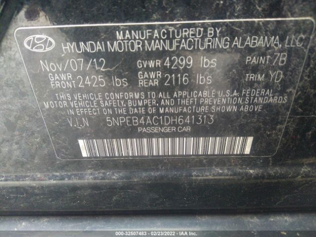 Photo 8 VIN: 5NPEB4AC1DH641313 - HYUNDAI SONATA 