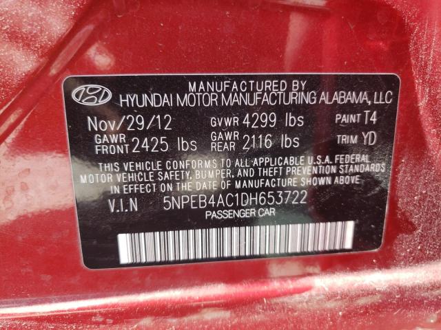 Photo 11 VIN: 5NPEB4AC1DH653722 - HYUNDAI SONATA GLS 