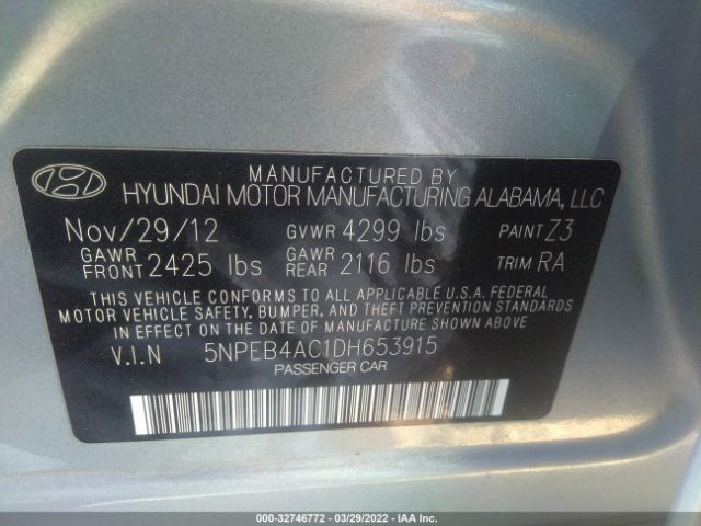 Photo 8 VIN: 5NPEB4AC1DH653915 - HYUNDAI SONATA 