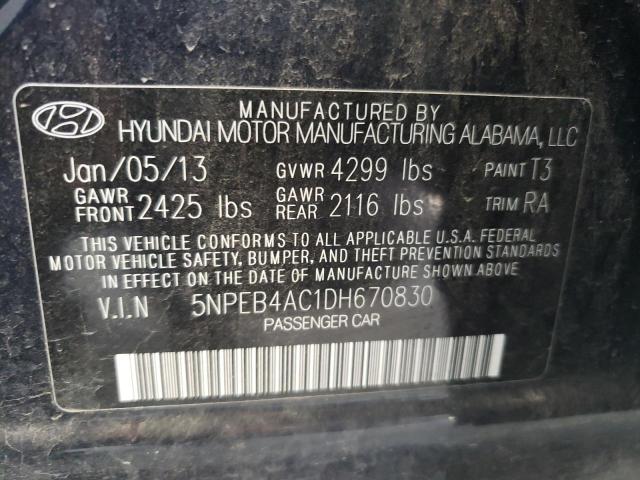 Photo 11 VIN: 5NPEB4AC1DH670830 - HYUNDAI SONATA GLS 