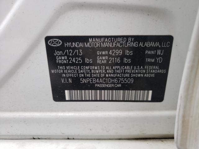 Photo 9 VIN: 5NPEB4AC1DH675509 - HYUNDAI SONATA GLS 