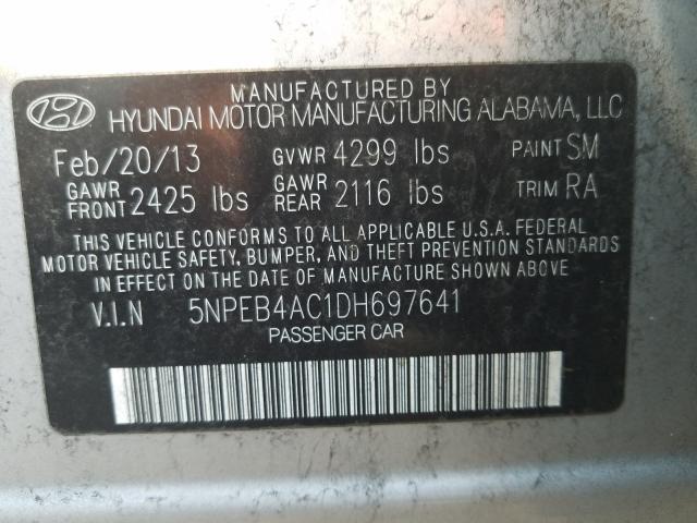 Photo 9 VIN: 5NPEB4AC1DH697641 - HYUNDAI SONATA GLS 