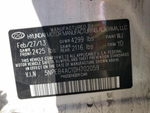 Photo 12 VIN: 5NPEB4AC1DH702059 - HYUNDAI SONATA GLS 