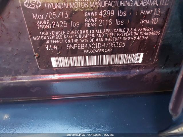 Photo 8 VIN: 5NPEB4AC1DH705365 - HYUNDAI SONATA 