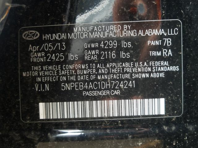 Photo 9 VIN: 5NPEB4AC1DH724241 - HYUNDAI SONATA GLS 