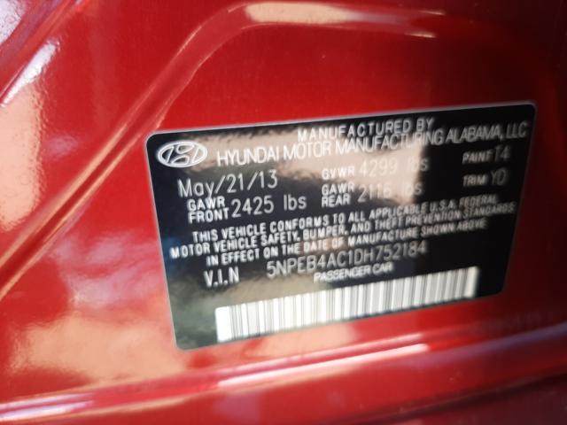 Photo 9 VIN: 5NPEB4AC1DH752184 - HYUNDAI SONATA GLS 