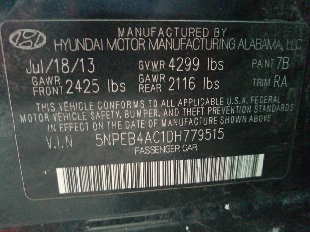 Photo 9 VIN: 5NPEB4AC1DH779515 - HYUNDAI SONATA GLS 