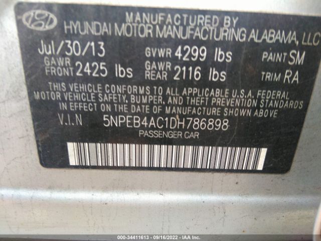 Photo 8 VIN: 5NPEB4AC1DH786898 - HYUNDAI SONATA 