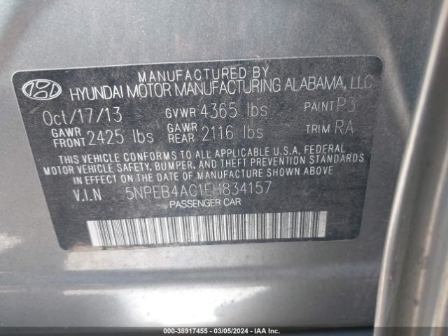 Photo 8 VIN: 5NPEB4AC1EH834157 - HYUNDAI SONATA 