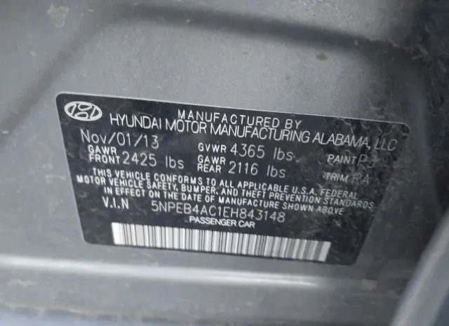 Photo 8 VIN: 5NPEB4AC1EH843148 - HYUNDAI SONATA 