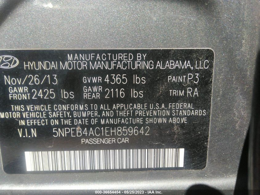 Photo 8 VIN: 5NPEB4AC1EH859642 - HYUNDAI SONATA 