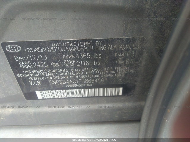 Photo 8 VIN: 5NPEB4AC1EH866459 - HYUNDAI SONATA 