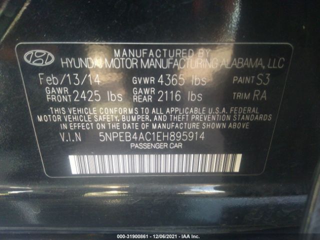 Photo 8 VIN: 5NPEB4AC1EH895914 - HYUNDAI SONATA 