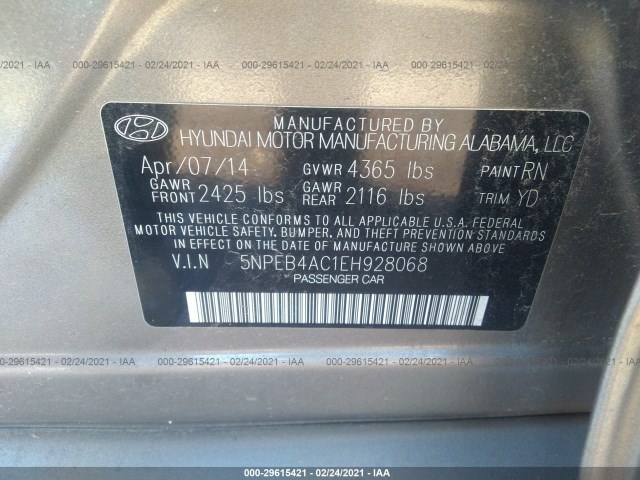 Photo 8 VIN: 5NPEB4AC1EH928068 - HYUNDAI SONATA 