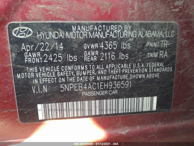 Photo 8 VIN: 5NPEB4AC1EH936591 - HYUNDAI SONATA 