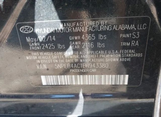 Photo 8 VIN: 5NPEB4AC1EH943380 - HYUNDAI SONATA 