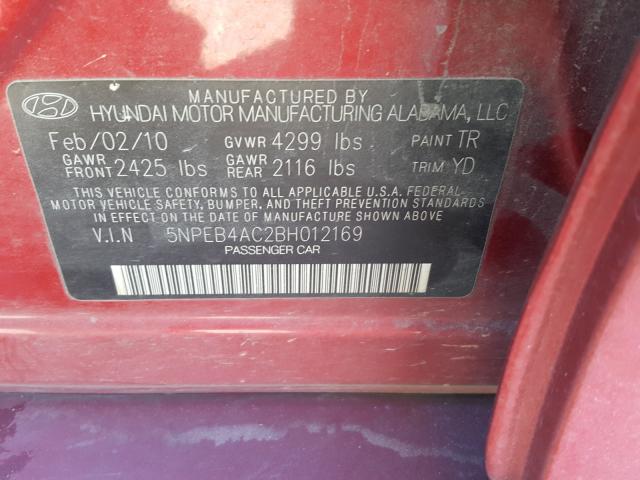 Photo 9 VIN: 5NPEB4AC2BH012169 - HYUNDAI SONATA GLS 