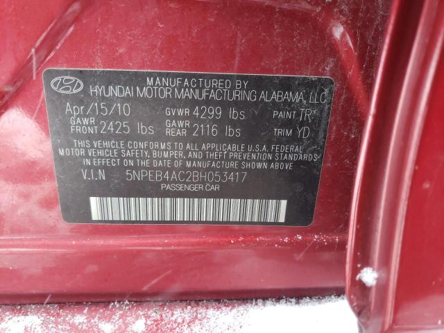 Photo 11 VIN: 5NPEB4AC2BH053417 - HYUNDAI SONATA GLS 