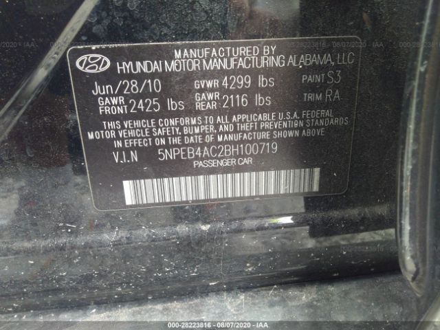 Photo 8 VIN: 5NPEB4AC2BH100719 - HYUNDAI SONATA 