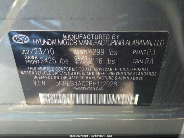 Photo 8 VIN: 5NPEB4AC2BH112028 - HYUNDAI SONATA 