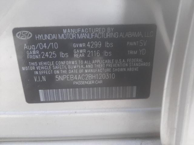 Photo 9 VIN: 5NPEB4AC2BH120310 - HYUNDAI SONATA GLS 