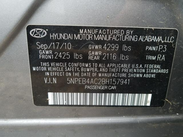 Photo 9 VIN: 5NPEB4AC2BH157941 - HYUNDAI SONATA GLS 