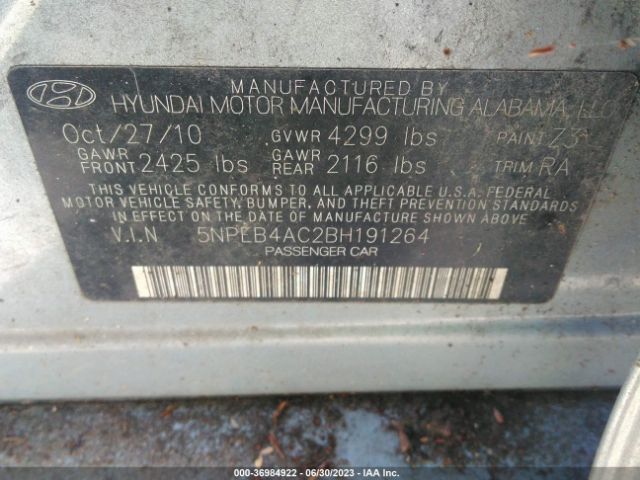 Photo 8 VIN: 5NPEB4AC2BH191264 - HYUNDAI SONATA 