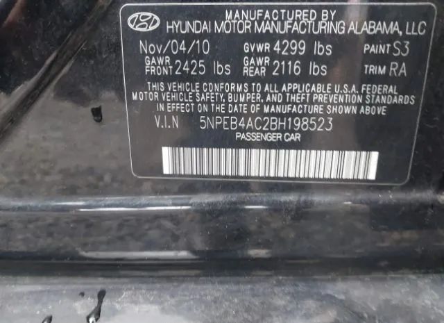 Photo 8 VIN: 5NPEB4AC2BH198523 - HYUNDAI SONATA 