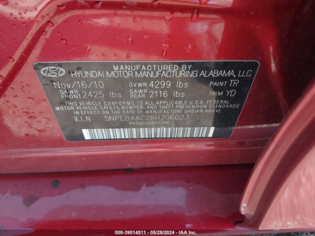 Photo 8 VIN: 5NPEB4AC2BH206023 - HYUNDAI SONATA 