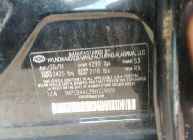 Photo 8 VIN: 5NPEB4AC2BH229091 - HYUNDAI SONATA 