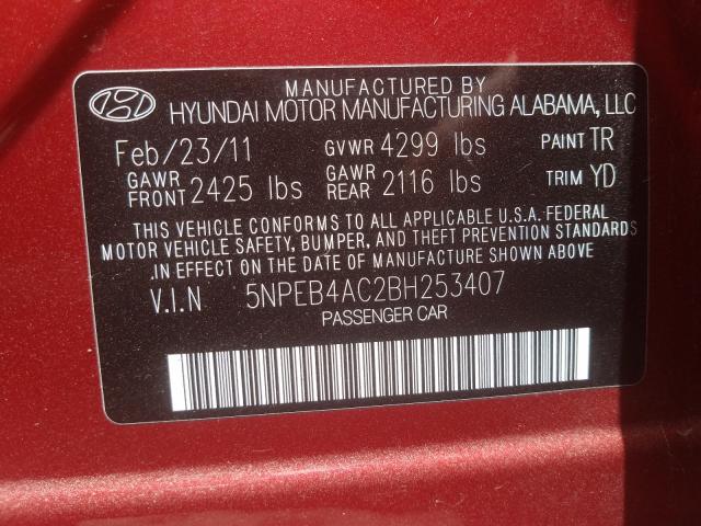 Photo 9 VIN: 5NPEB4AC2BH253407 - HYUNDAI SONATA GLS 