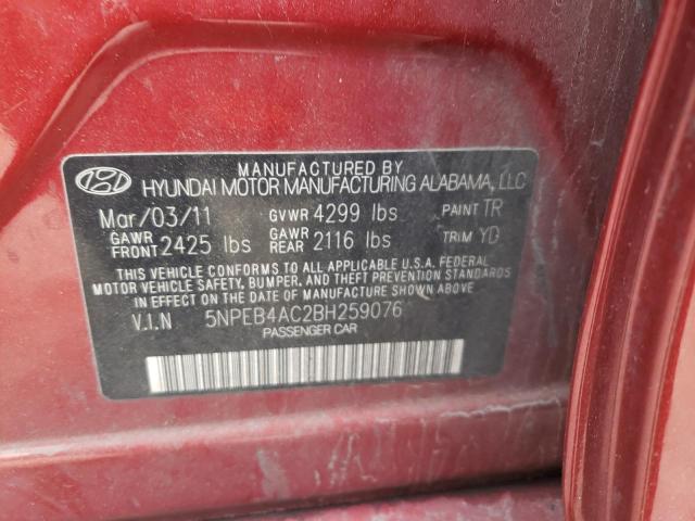 Photo 9 VIN: 5NPEB4AC2BH259076 - HYUNDAI SONATA 