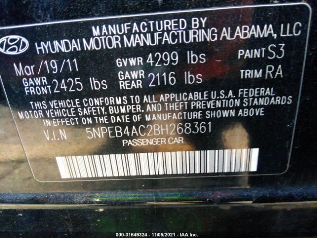 Photo 8 VIN: 5NPEB4AC2BH268361 - HYUNDAI SONATA 