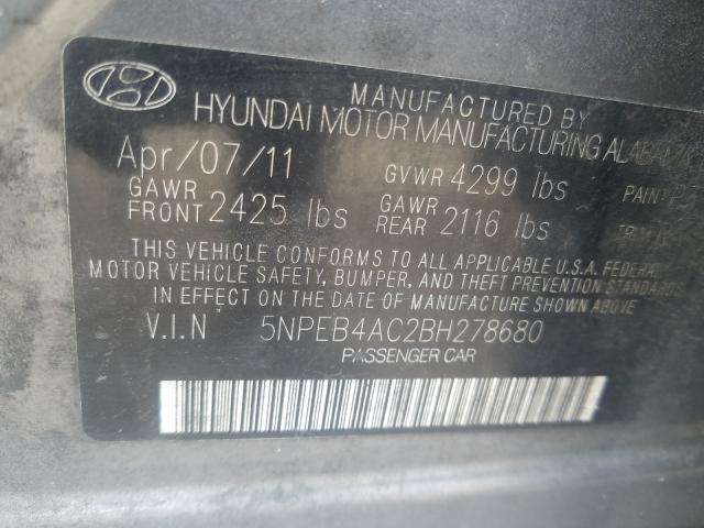 Photo 9 VIN: 5NPEB4AC2BH278680 - HYUNDAI SONATA GLS 