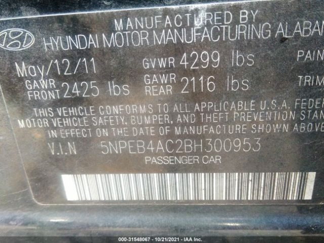 Photo 8 VIN: 5NPEB4AC2BH300953 - HYUNDAI SONATA 