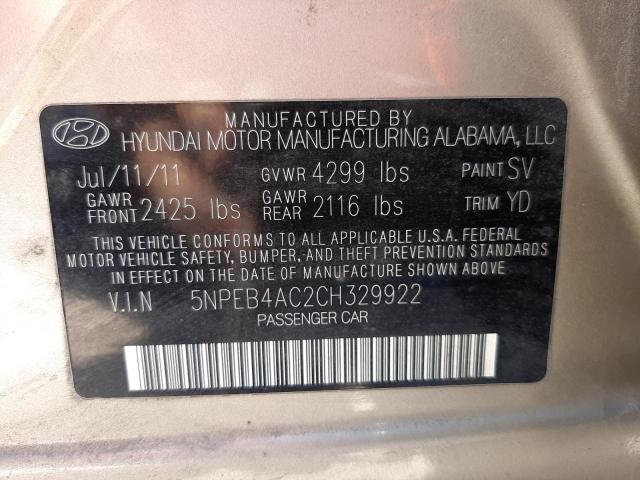 Photo 9 VIN: 5NPEB4AC2CH329922 - HYUNDAI SONATA GLS 