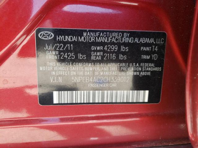 Photo 9 VIN: 5NPEB4AC2CH339012 - HYUNDAI SONATA GLS 