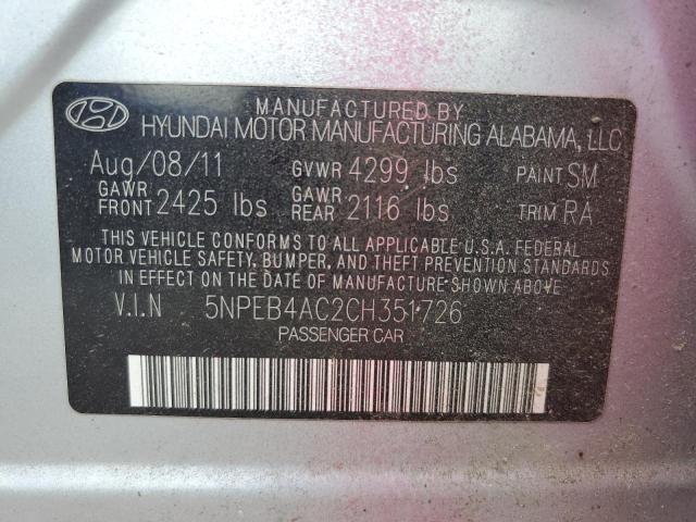 Photo 9 VIN: 5NPEB4AC2CH351726 - HYUNDAI SONATA GLS 