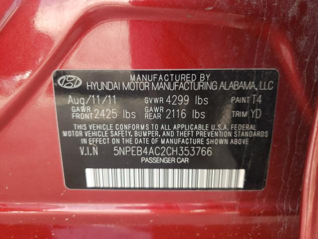 Photo 9 VIN: 5NPEB4AC2CH353766 - HYUNDAI SONATA GLS 