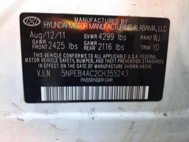 Photo 11 VIN: 5NPEB4AC2CH355243 - HYUNDAI SONATA GLS 