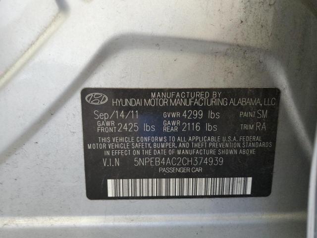 Photo 12 VIN: 5NPEB4AC2CH374939 - HYUNDAI SONATA GLS 