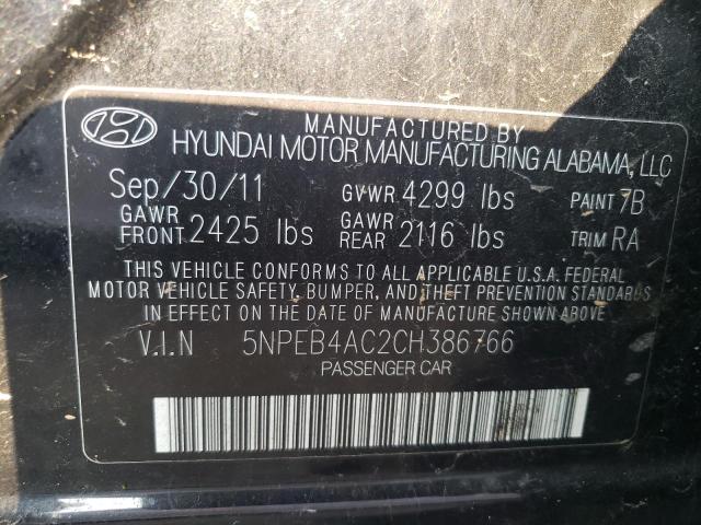 Photo 9 VIN: 5NPEB4AC2CH386766 - HYUNDAI SONATA GLS 